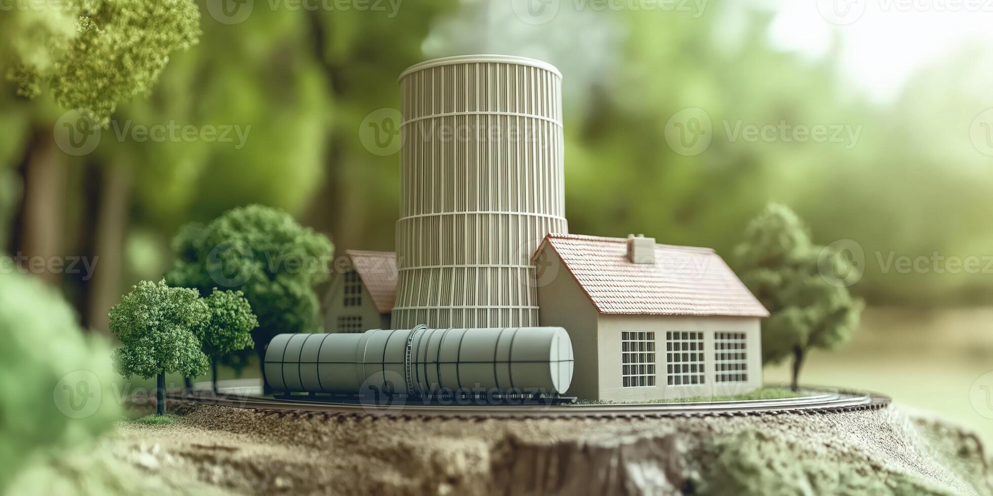 Model of house near industrial plant photo