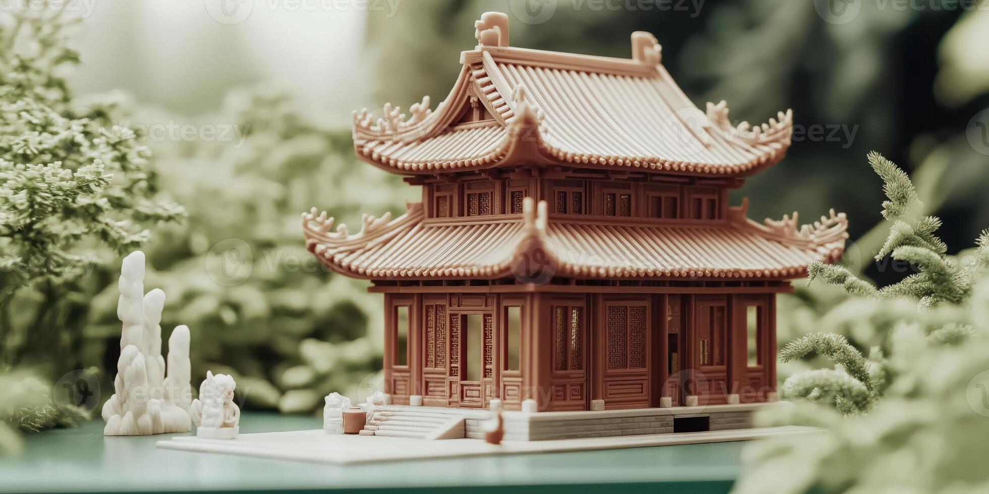 Detailed model of an Asian temple photo