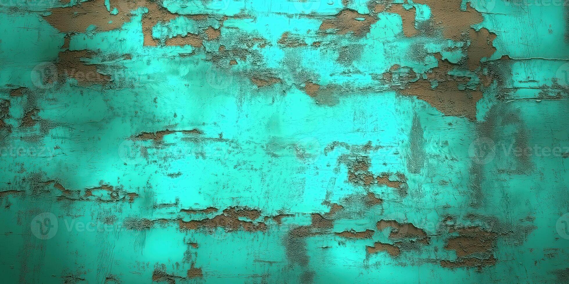 Distressed teal and brown textured wall photo