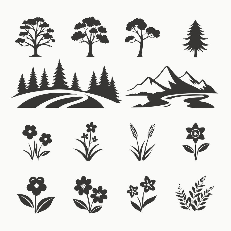 A set of natural icon illustration vector