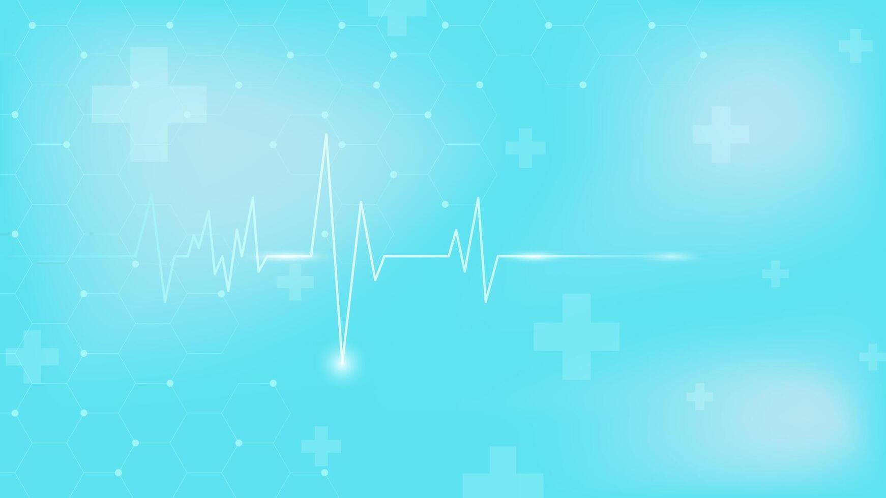 Heart pulse or hearbeat with medical cross. Cardiogram for medical background vector