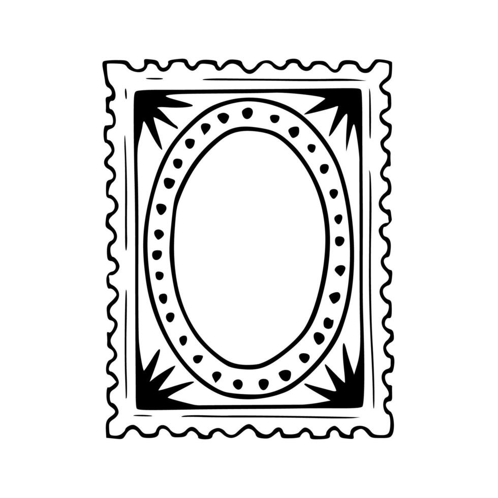 A stamp with a black and white border vector
