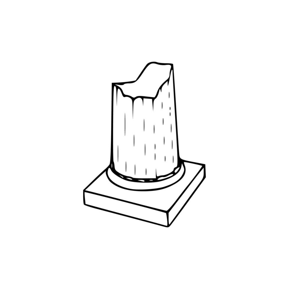 A drawing of a stone monument on a pedestal vector