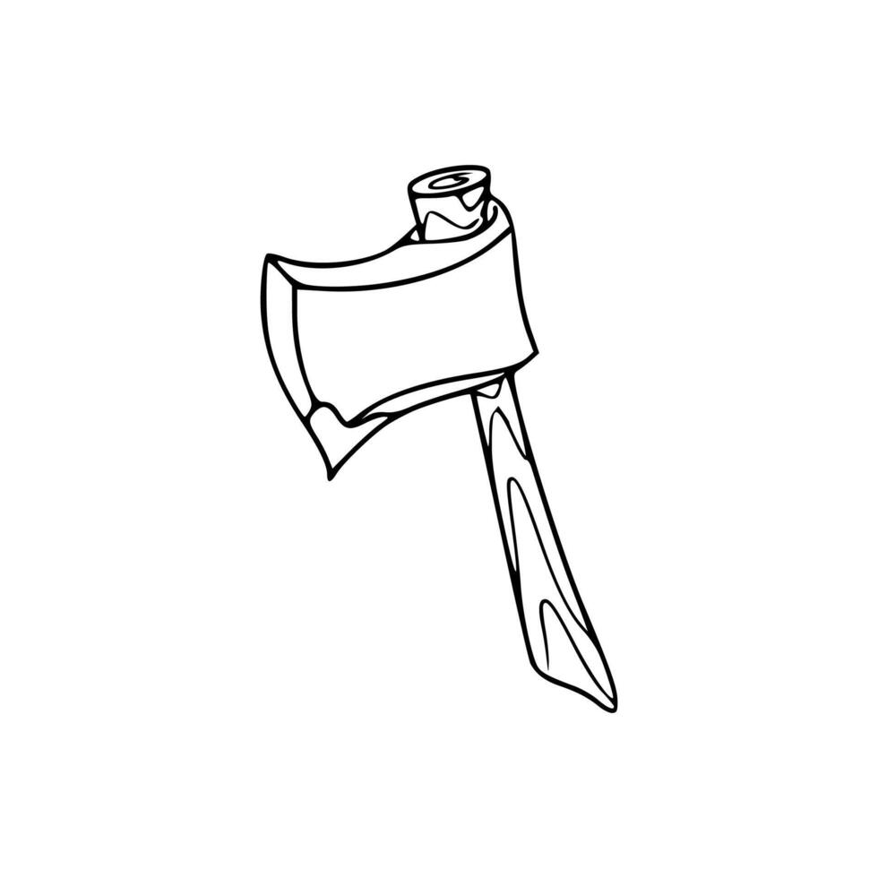 A drawing of an axe with a blank piece of paper vector