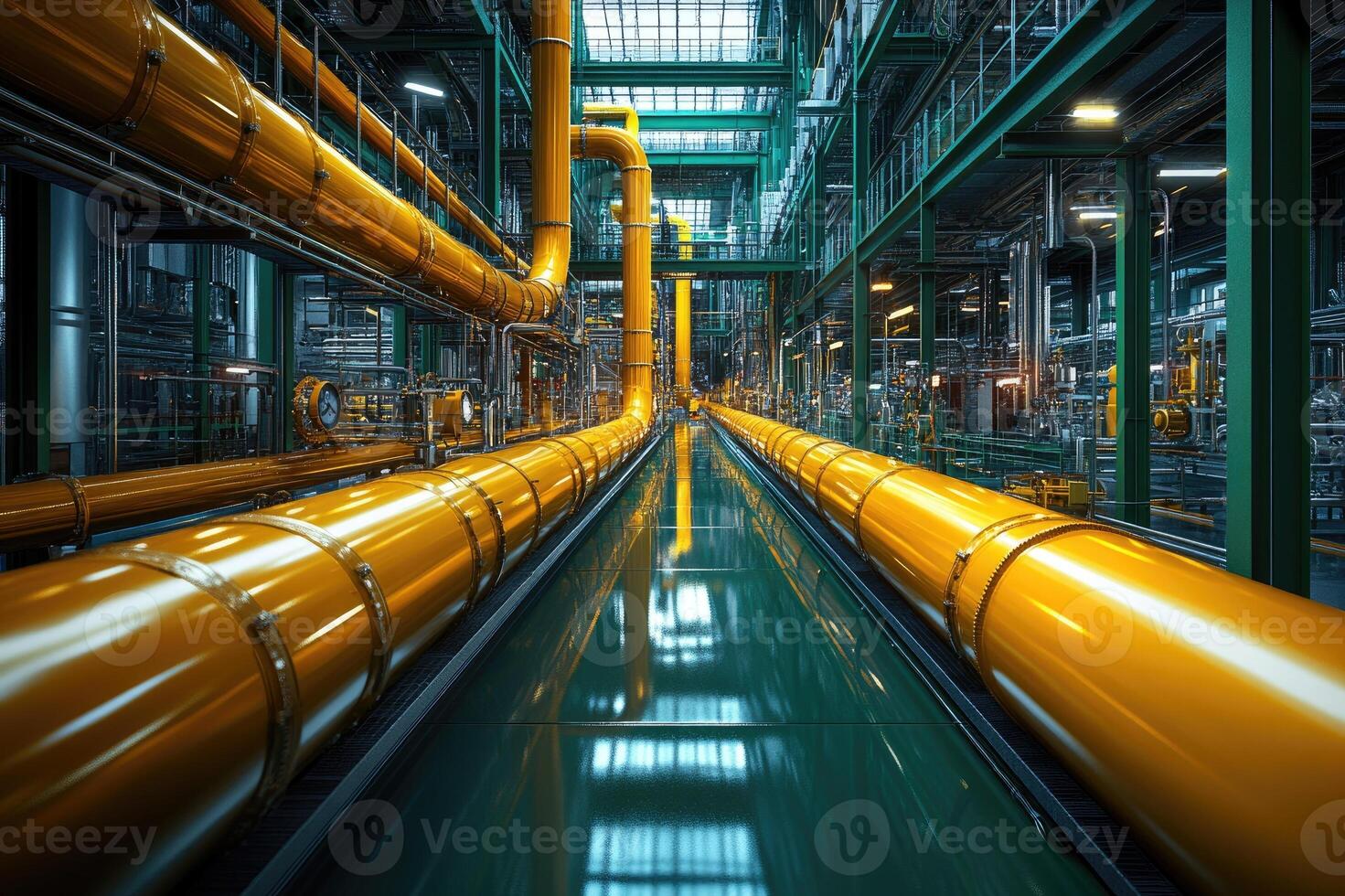 Industrial pipes system distributing power throughout facility photo