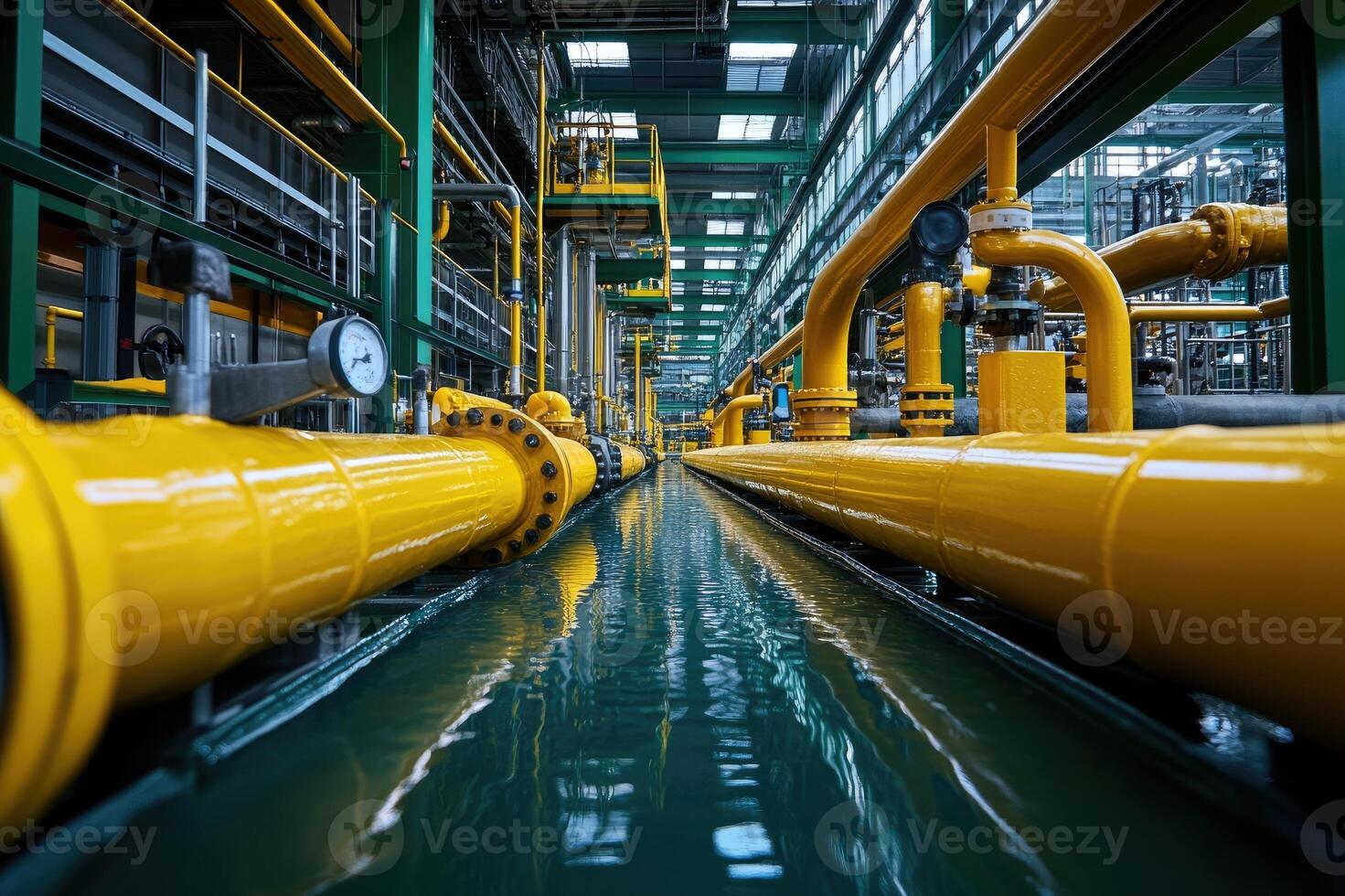 Industrial pipes system distributing power throughout facility photo