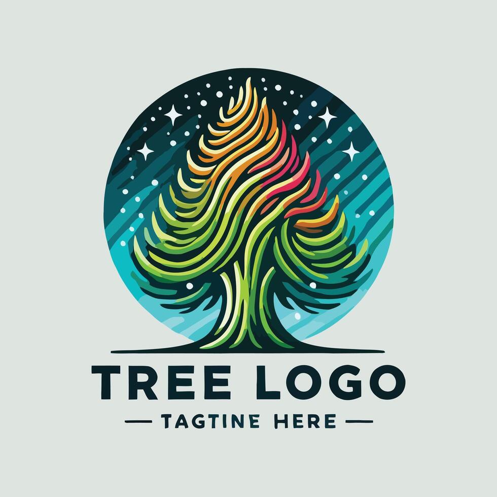 Tree logo design with colorful leaves vector