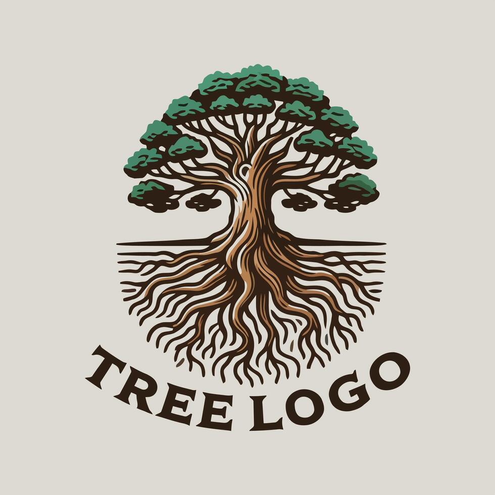 Grounded Sequoia Roots Tree Logo vector