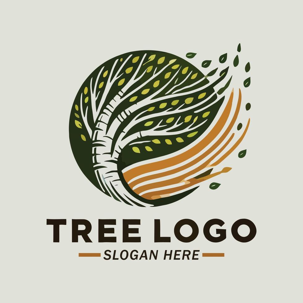 Flowing Birch Unfolds Tree Logo vector