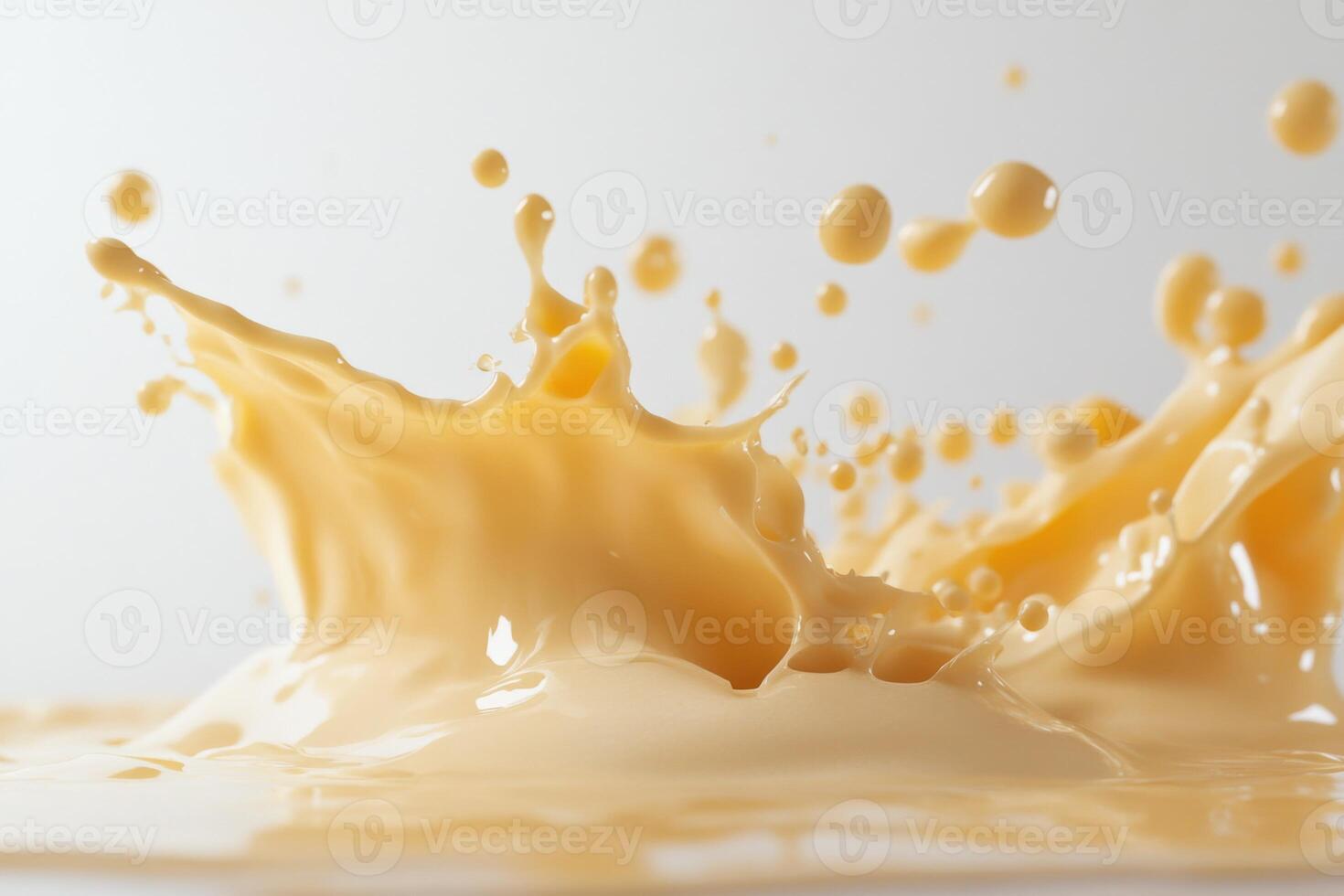 Creamy splash of liquid forming a dynamic pattern against a neutral background photo