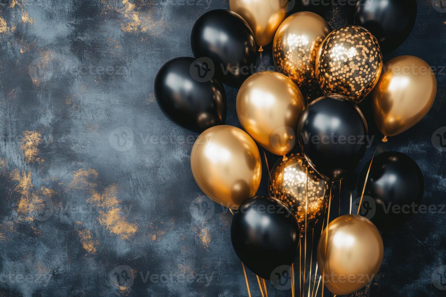 Balloons in black and gold create an elegant atmosphere for celebrations and special events photo