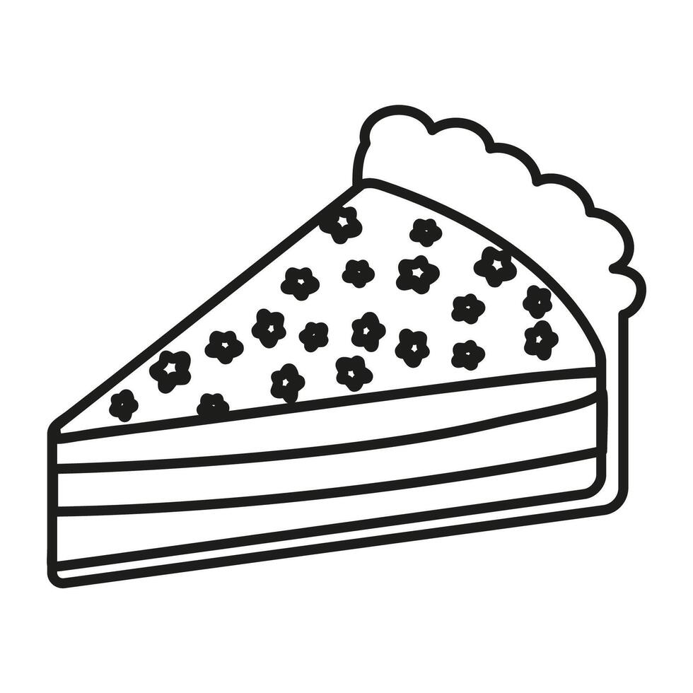 Isolated outline of a piece of cake with cherry on a white background vector