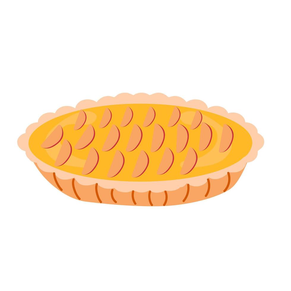 Isolated French tarte tatin pie on a white background hand drawn vector