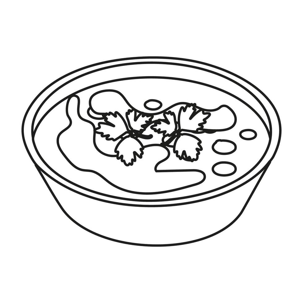 Isolated black and white French onion soup on a white background hand drawn vector