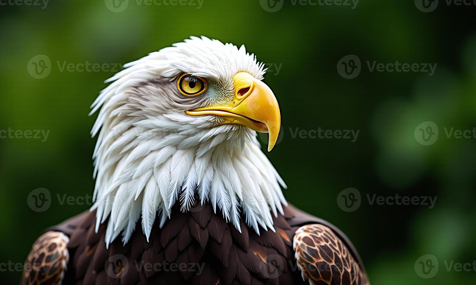 Majestic bald eagle portrait sharp focus detailed feathers photo