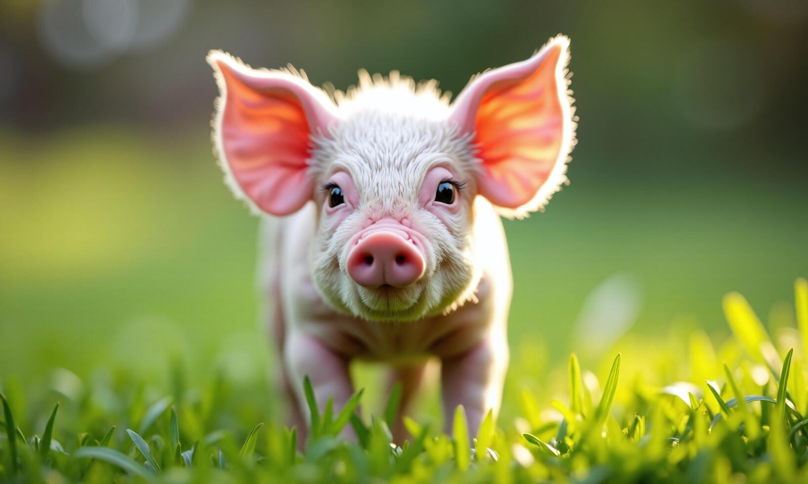 Baby pig piglet close up pink skin large photo