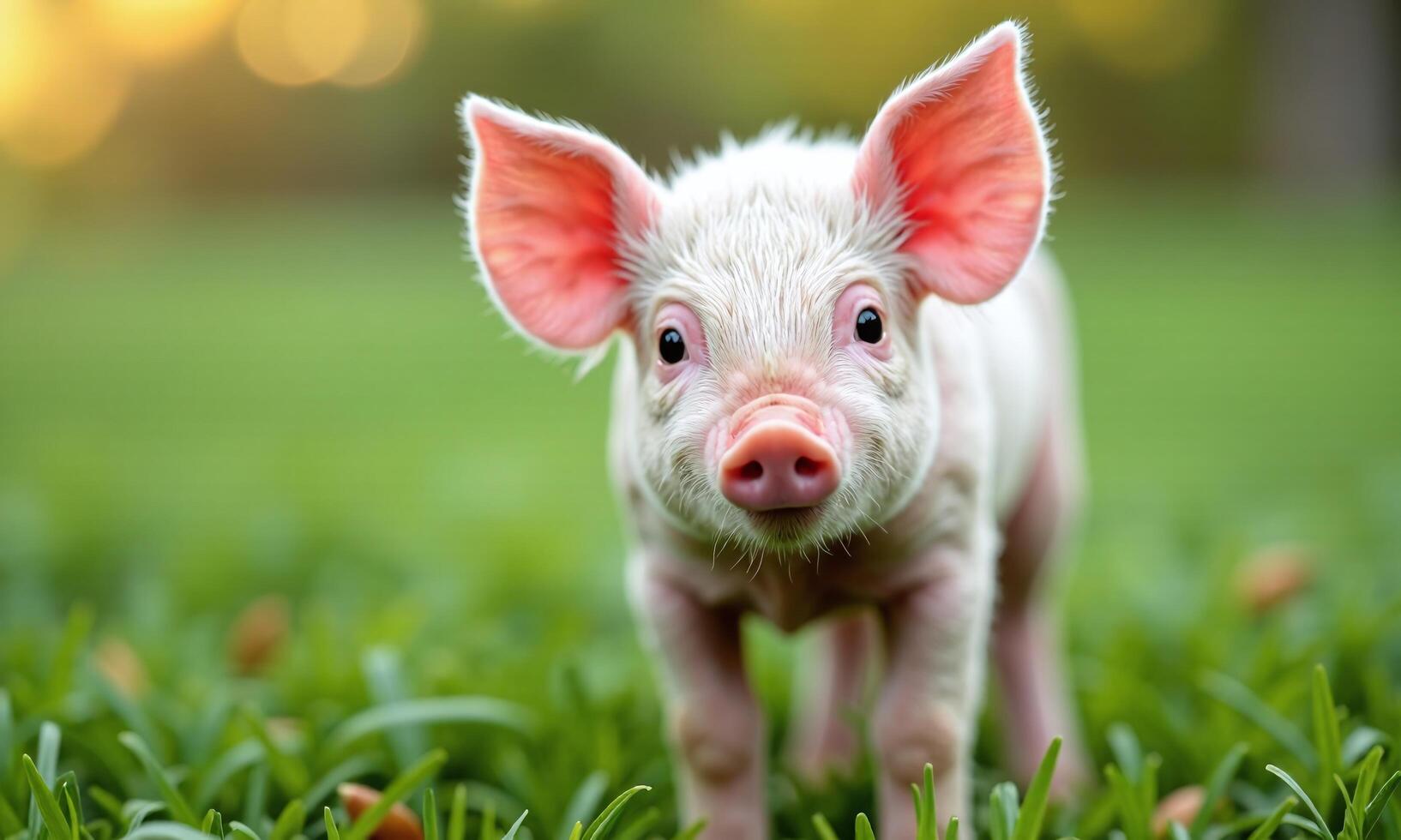 Baby pig piglet close up pink skin large photo