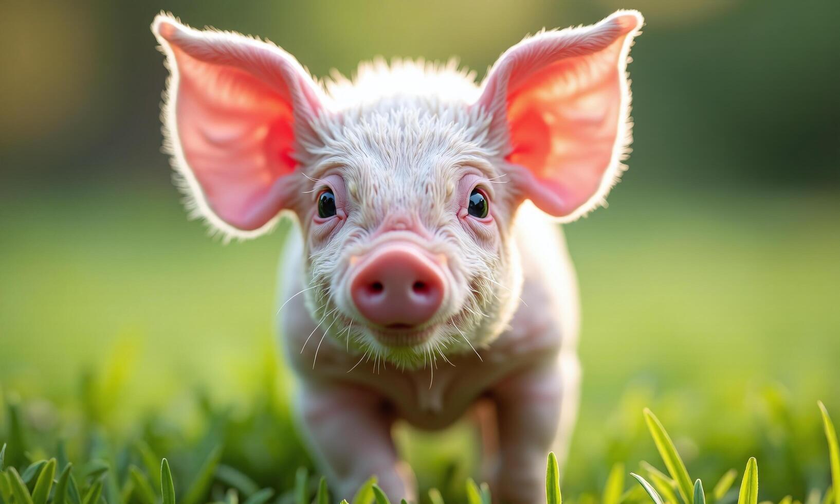 Baby pig piglet close up pink skin large photo