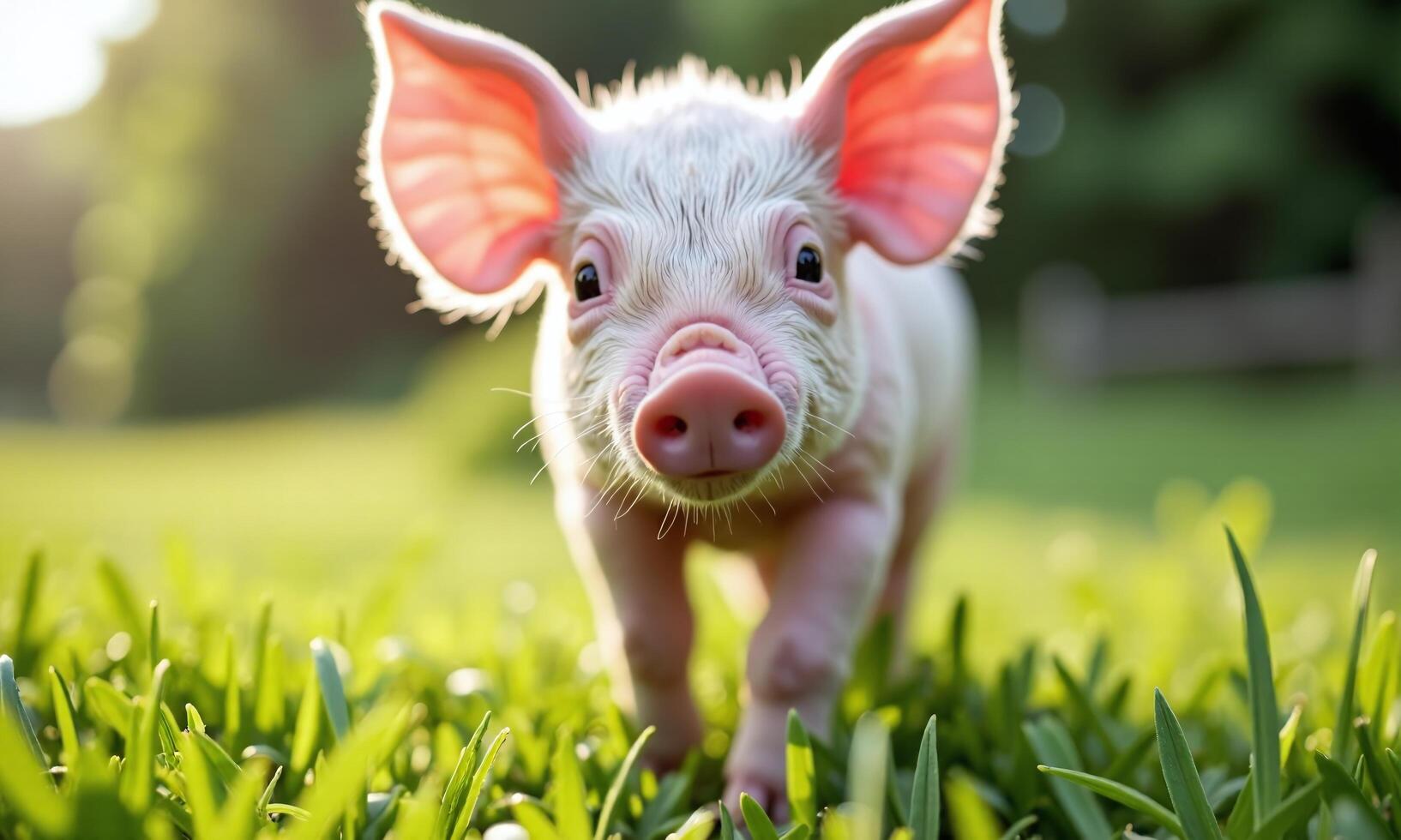 Baby pig piglet close up pink skin large photo