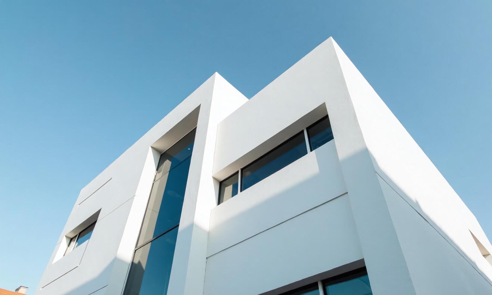 Modern architecture geometric building facade white concrete structure photo