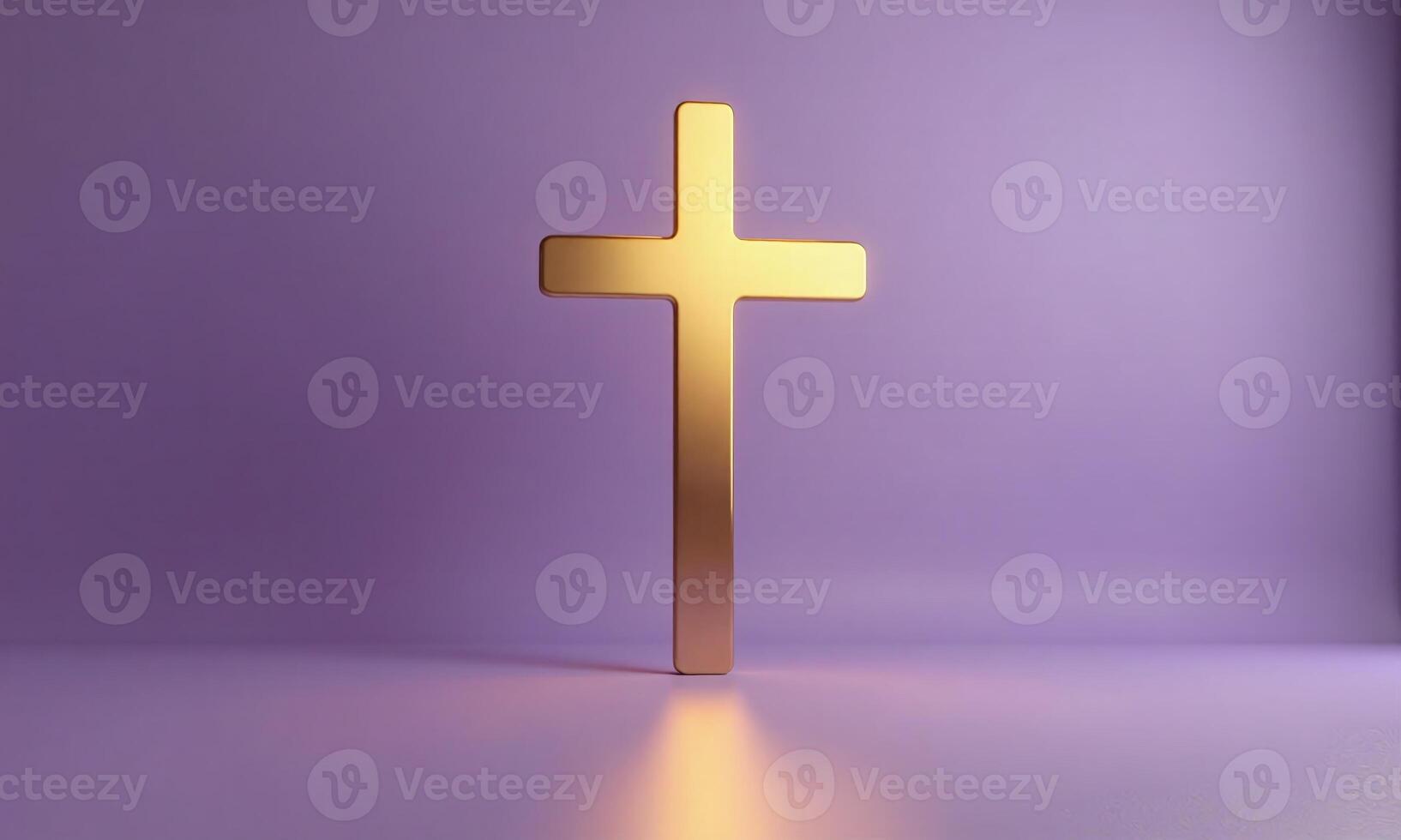Golden cross studio background 3D rendering minimalist religious photo