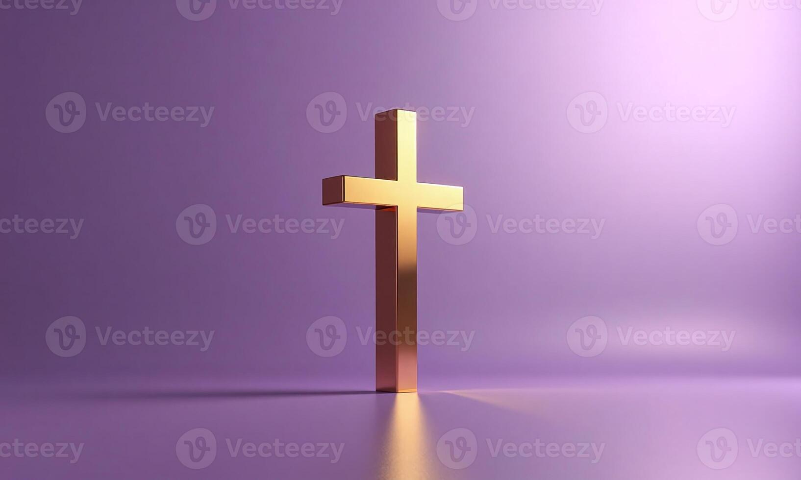 Golden cross studio background 3D rendering minimalist religious photo