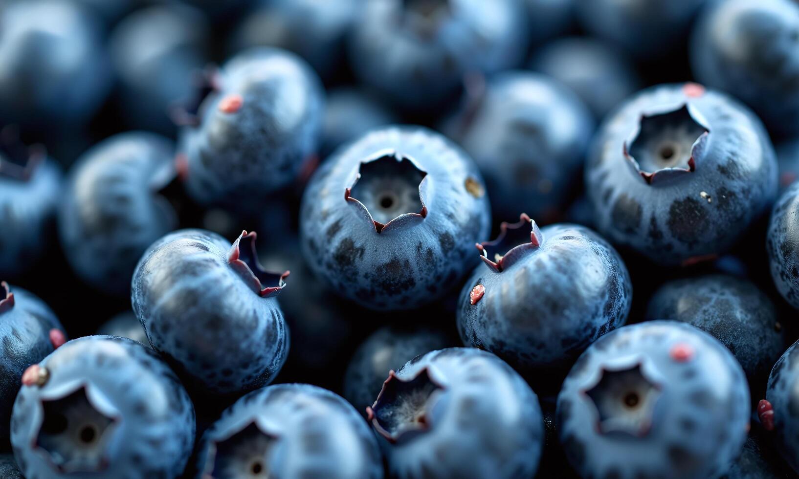 Macro photograph of fresh blueberries vibrant indigo color photo