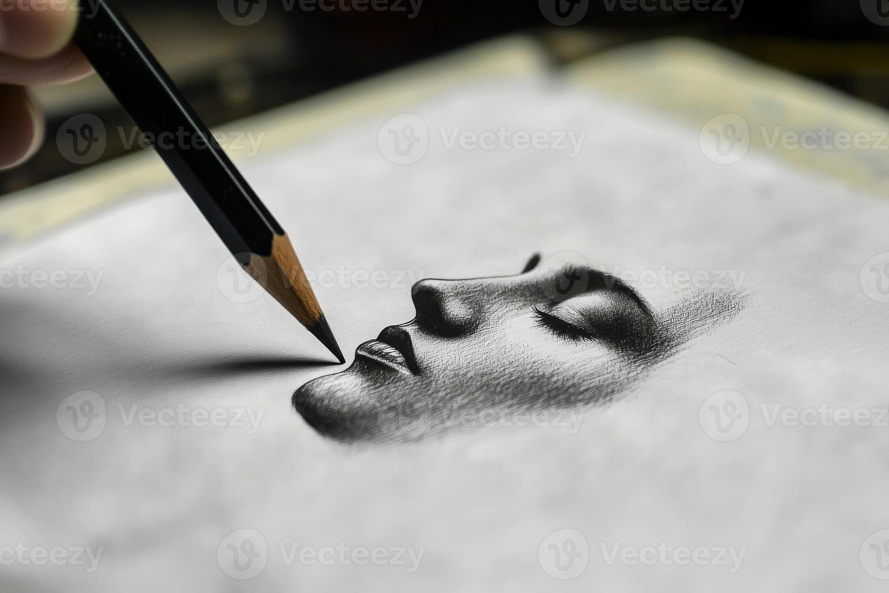 A hand holds a pencil carefully sketching the delicate features of a(00)