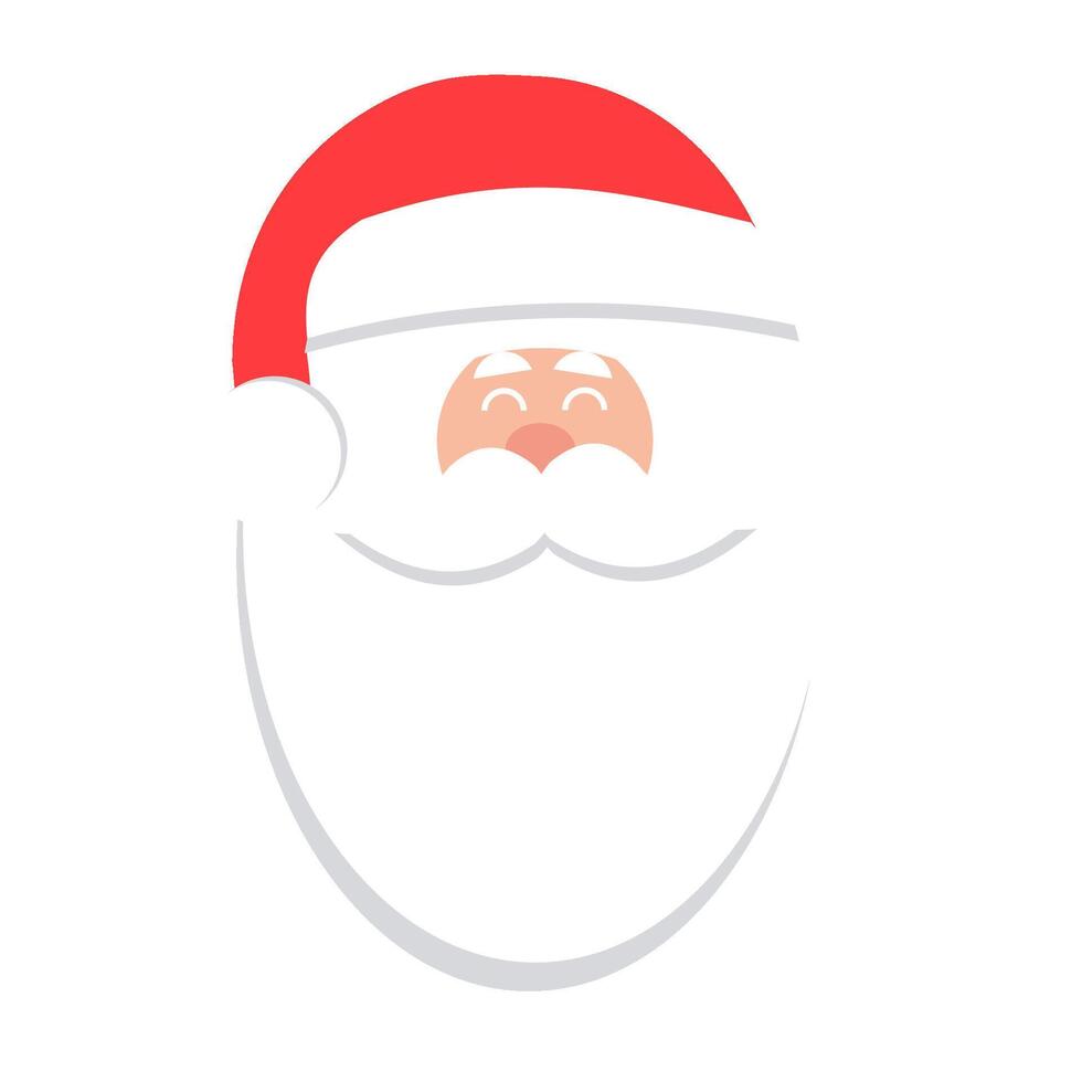 Minimalist Santa Claus design featuring a clean and simple illustration style. The image highlights Santa's iconic red hat, rosy cheeks, and white beard with a modern, flat aesthetic. vector