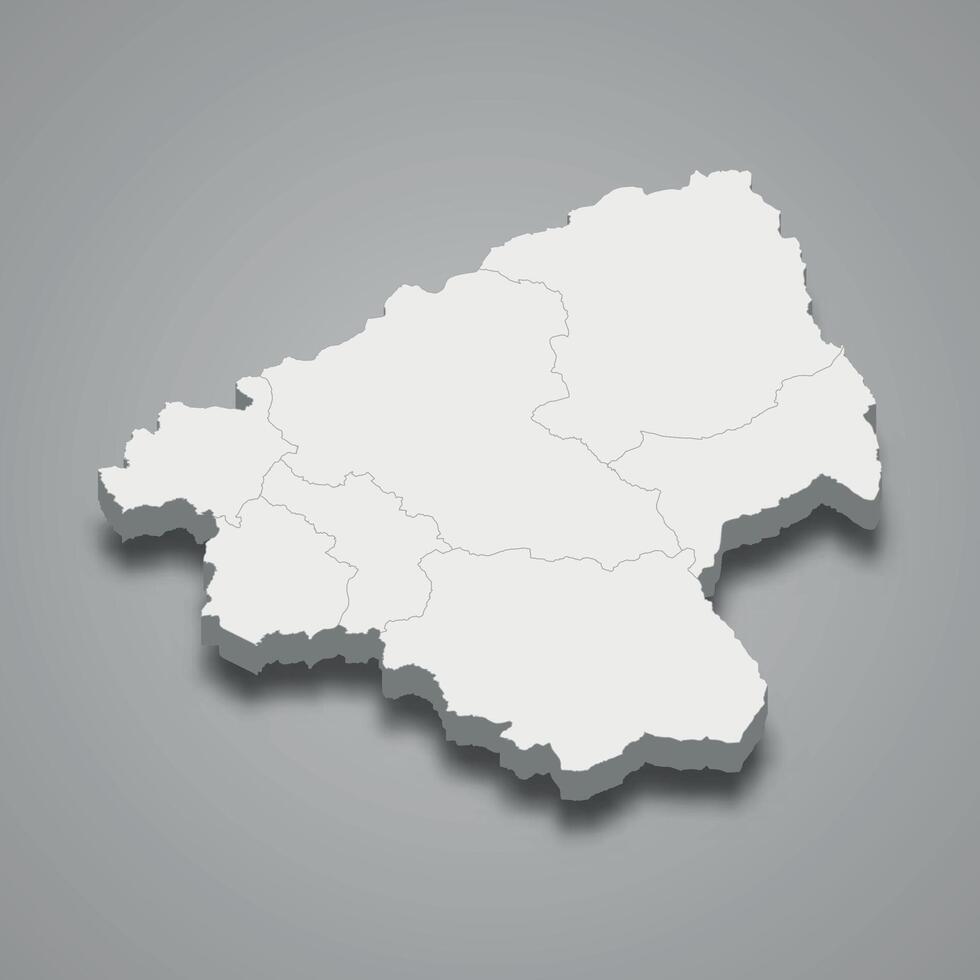 3d isometric map of Elbasan is a region of Albania vector