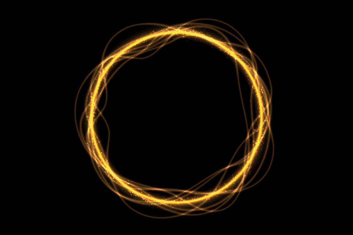 A glowing circle made of light on a black background vector