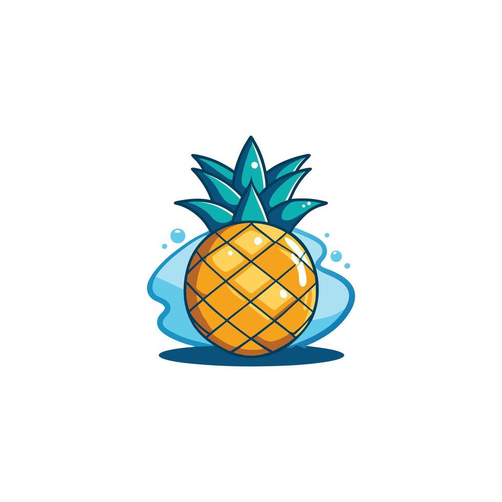 Pineapple Fruit Floating Cartoon Icon Illustration Food Object Icon Concept Isolated Flat vector