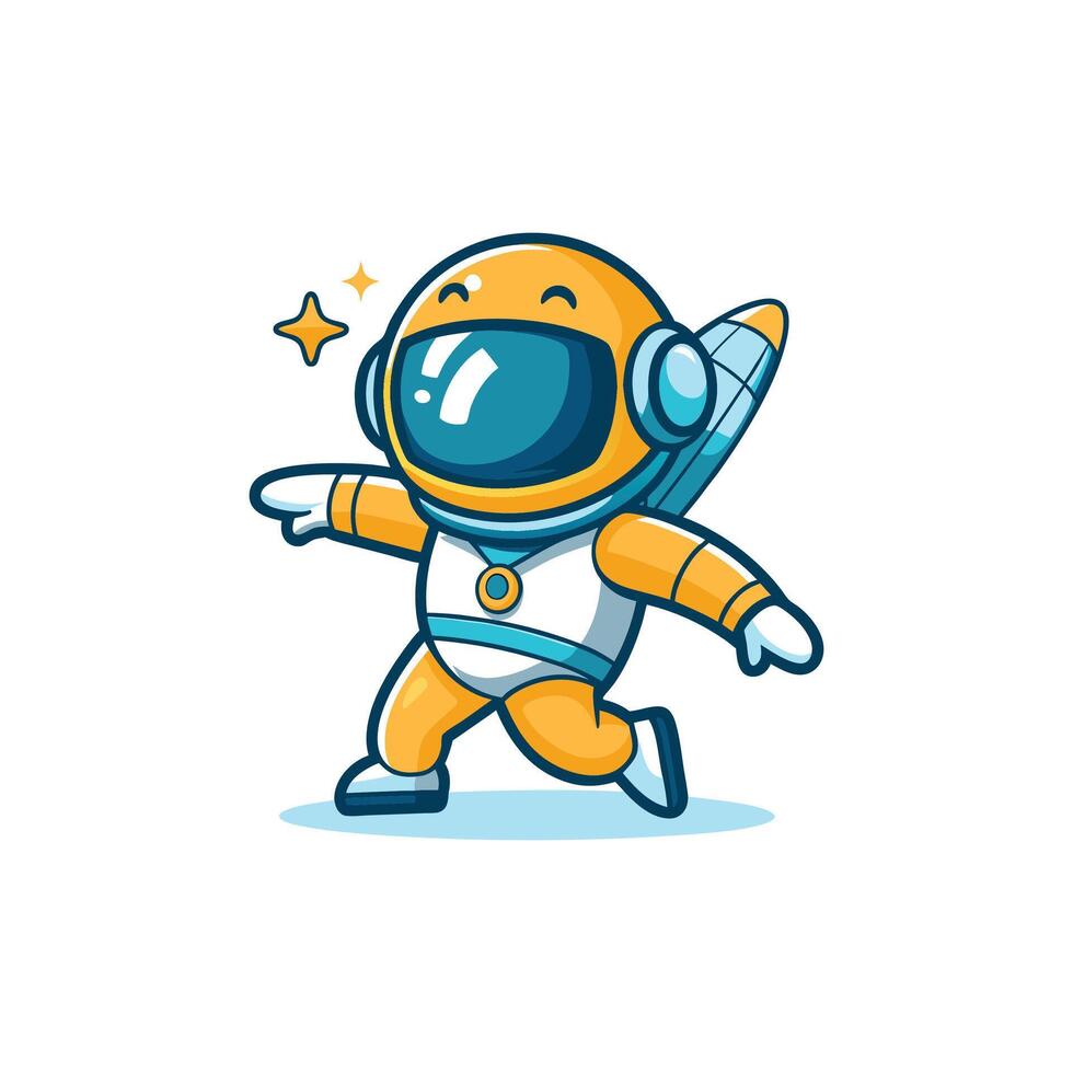 Cute Astronaut Dabbing Cartoon Icon Illustration. Technology Science Icon Concept Isolated Premium. Flat Cartoon Style vector
