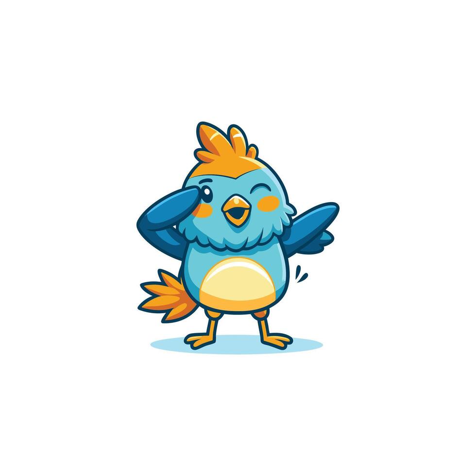 Cute Chicken Dabbing Pose Cartoon Icon Illustration. Animal Nature Icon Concept Isolated Flat vector