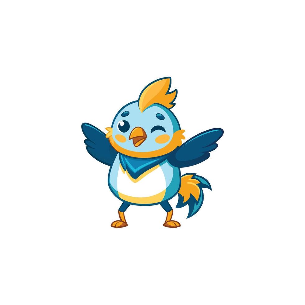 Cute Chicken Dabbing Pose Cartoon Icon Illustration. Animal Nature Icon Concept Isolated Flat vector