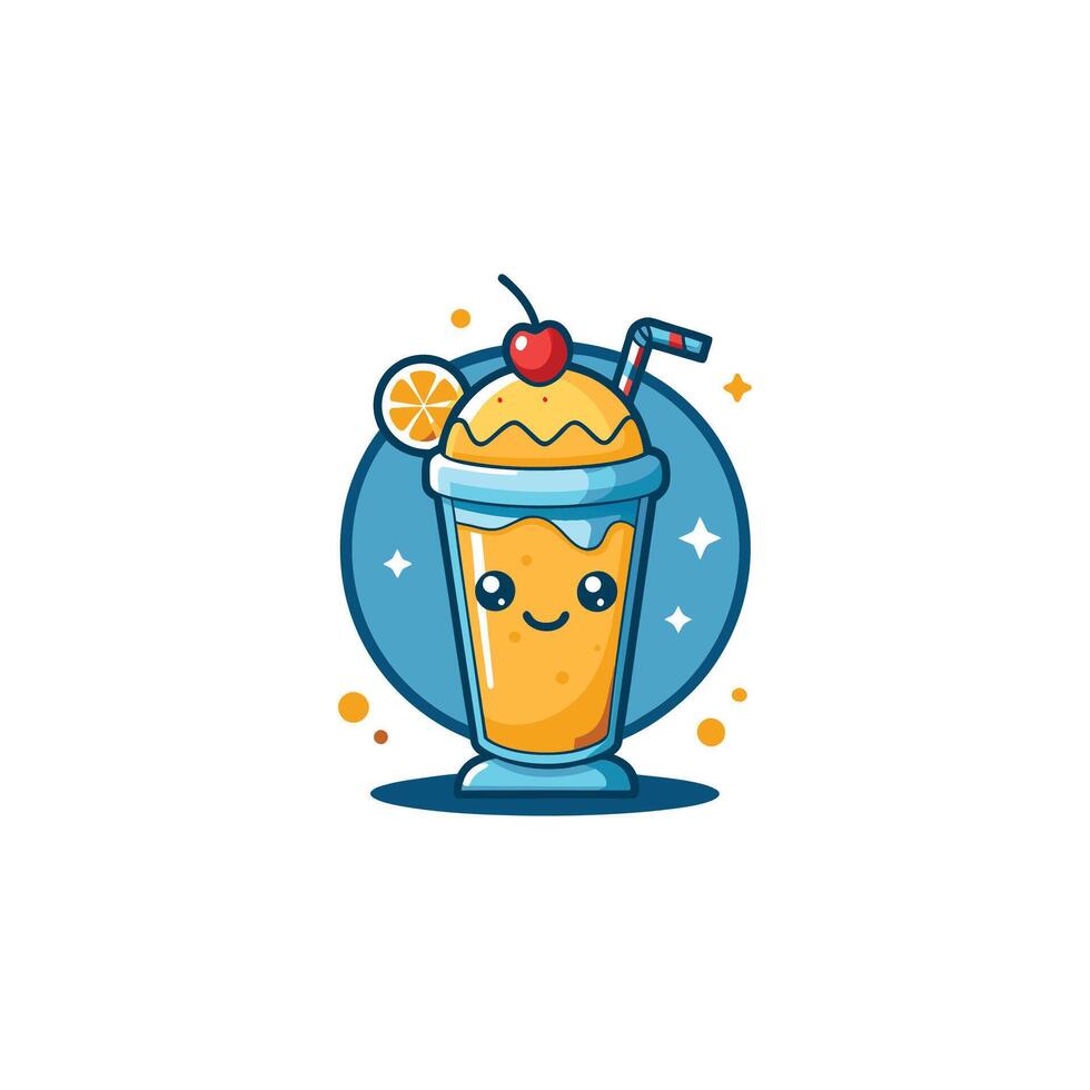 Cute Milkshake With Cherry Cartoon vector