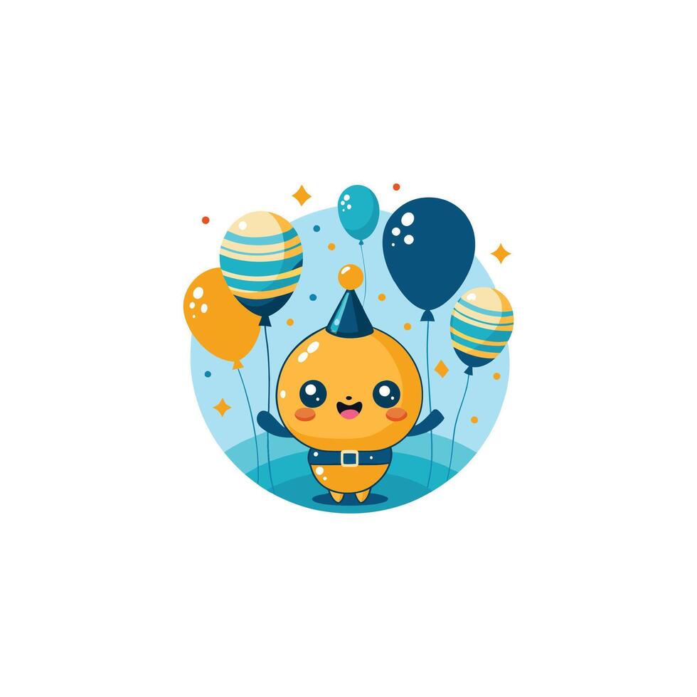 Cute Birthday Balloon Party Cartoon Icon Illustration Holiday Object Icon Concept Isolated vector