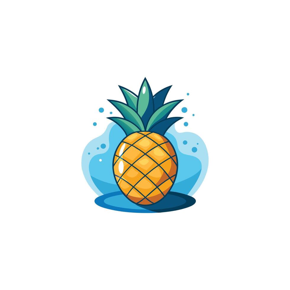 Pineapple Fruit Floating Cartoon Icon Illustration Food Object Icon Concept Isolated Flat vector