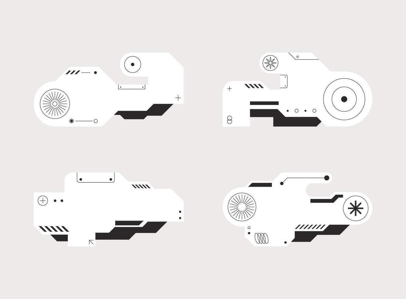 Futurist element. Cyberpunk sticker set. HUD futuristic frame design. vector