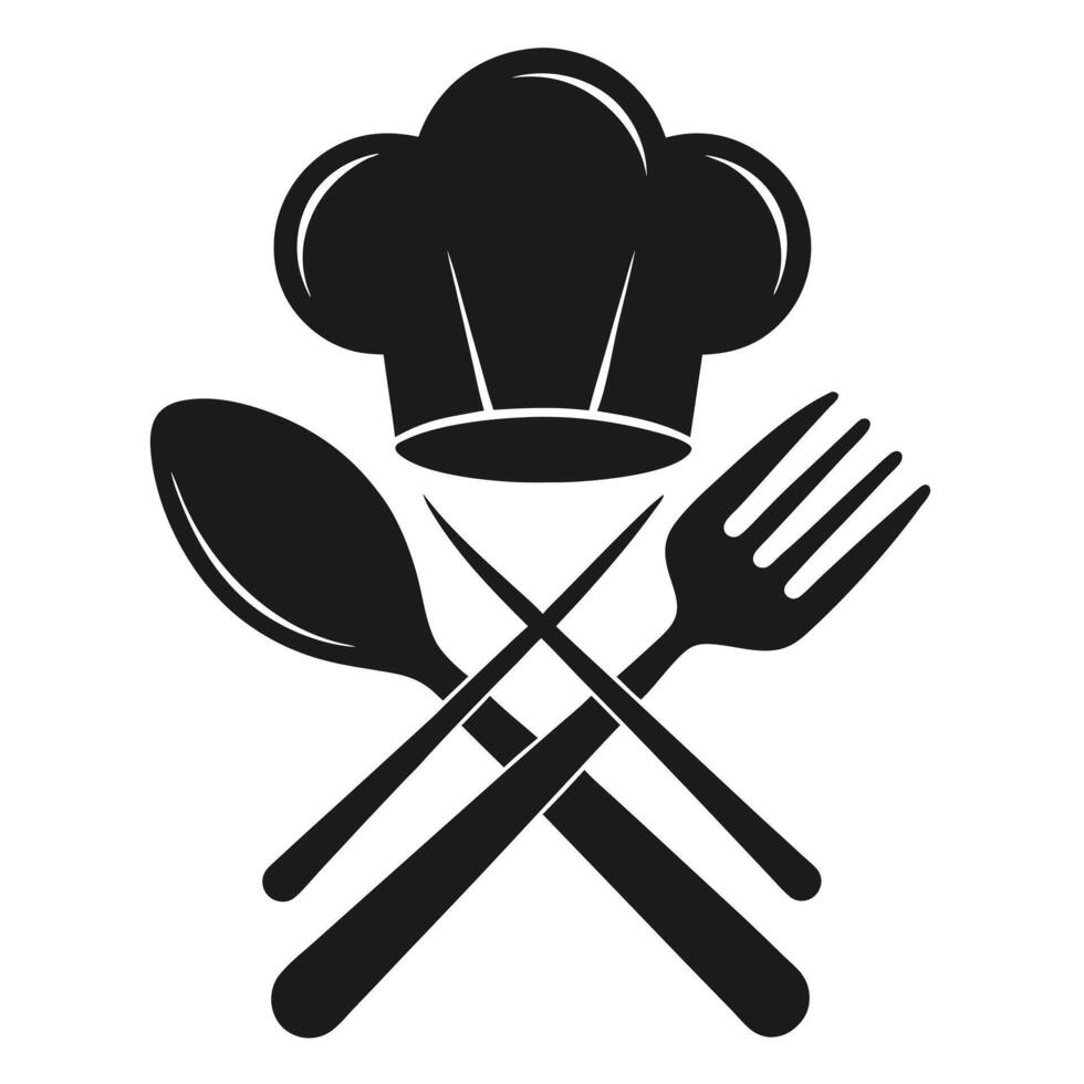 A black and white image of a chef ' s knife and a spatula. vector