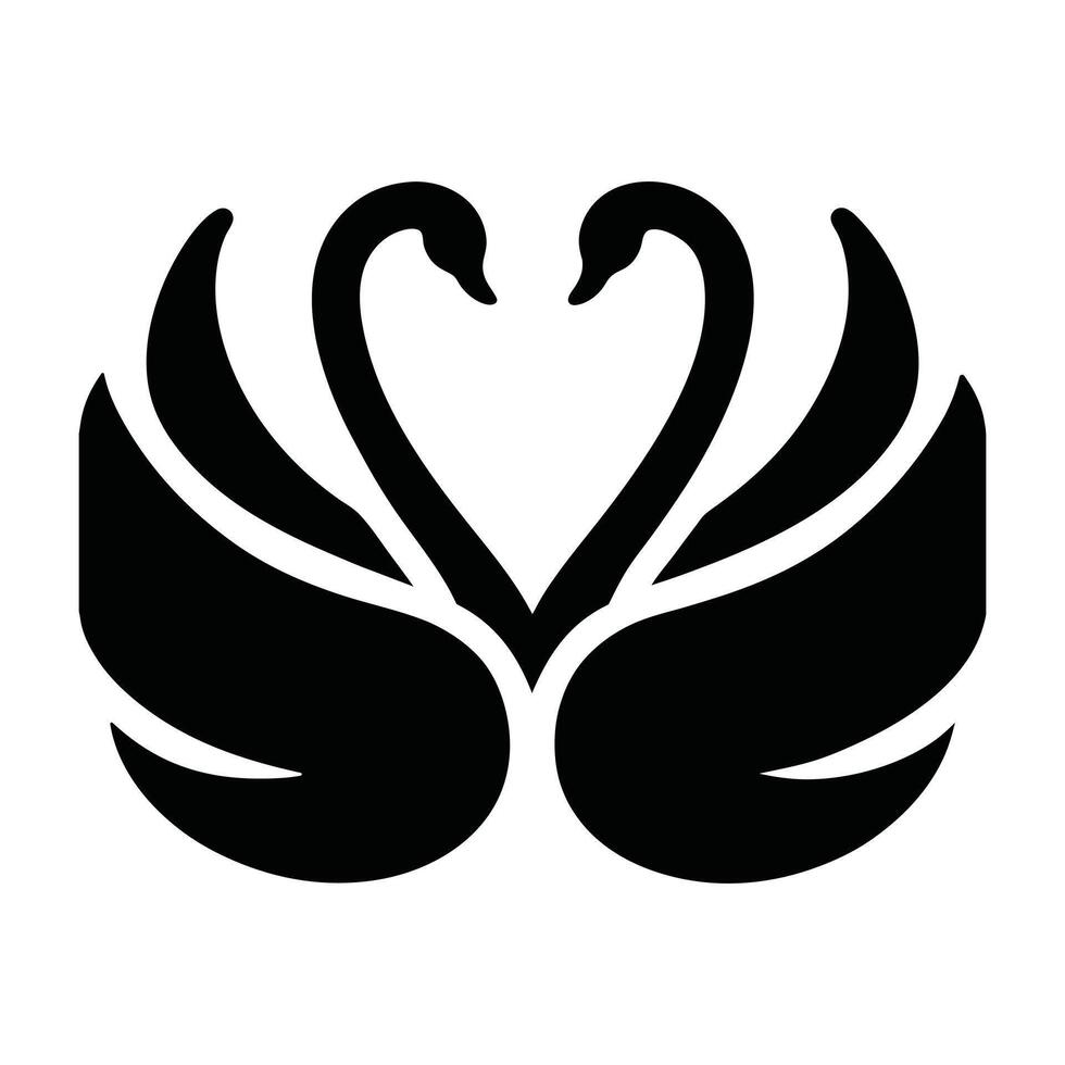 Elegant Swan Icon Minimalist Black and White Logo Design. vector