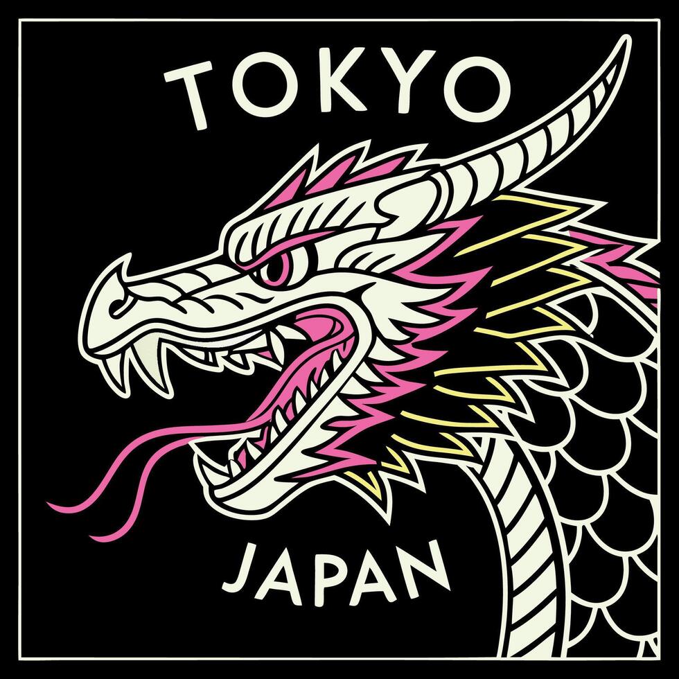 Tokyo Dragon Retro T-Shirt vector