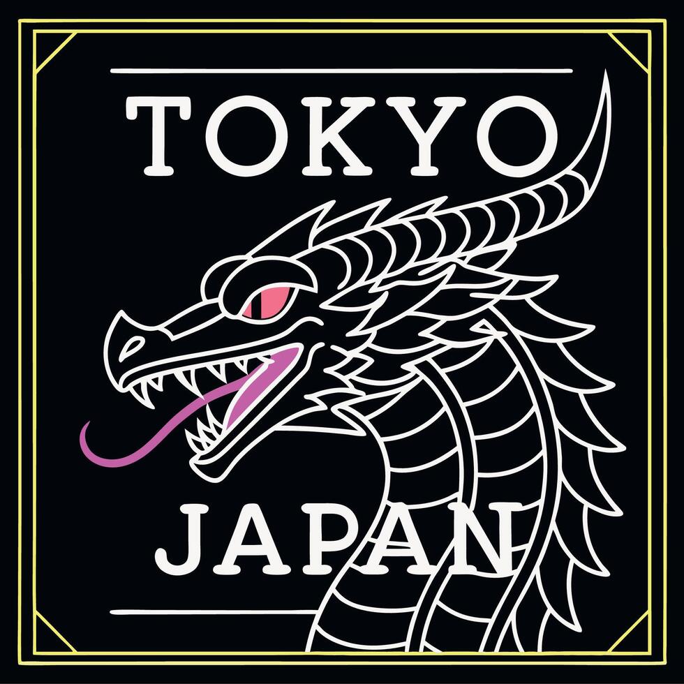 Tokyo Souvenir Dragon Graphic vector