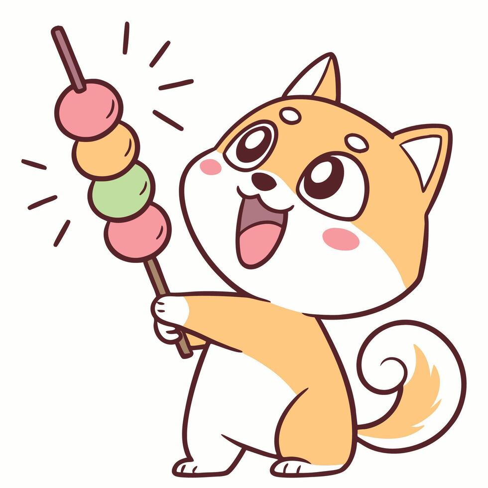 Cute Shiba Inu with Dango vector