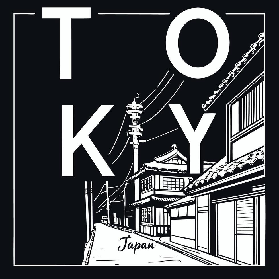 Tokyo Skyline Graphic Tee vector