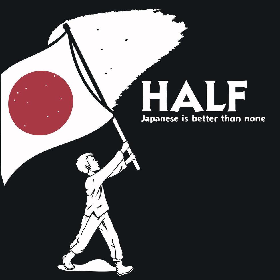 Half Japanese T-Shirt Design vector