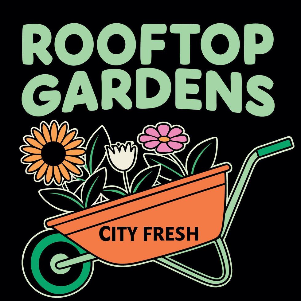 Rooftop Garden City Fresh Design vector