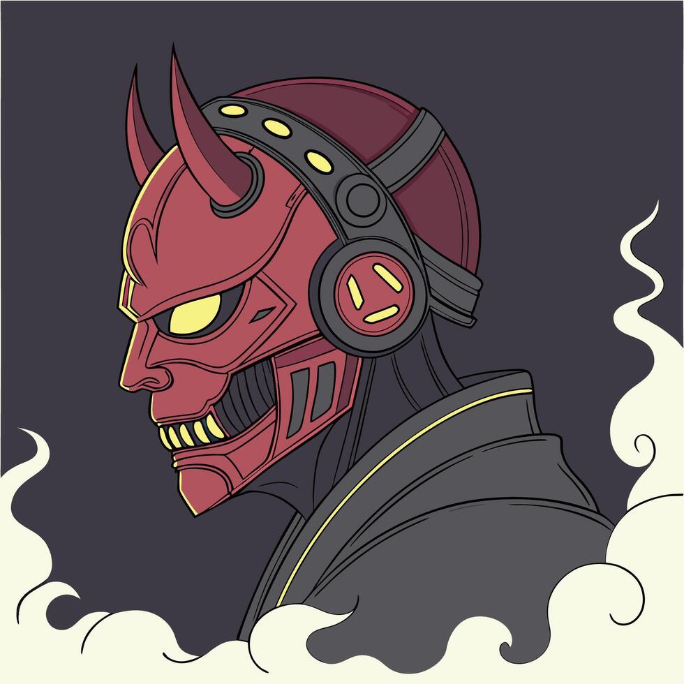 Japanese Demon Robot Illustration vector