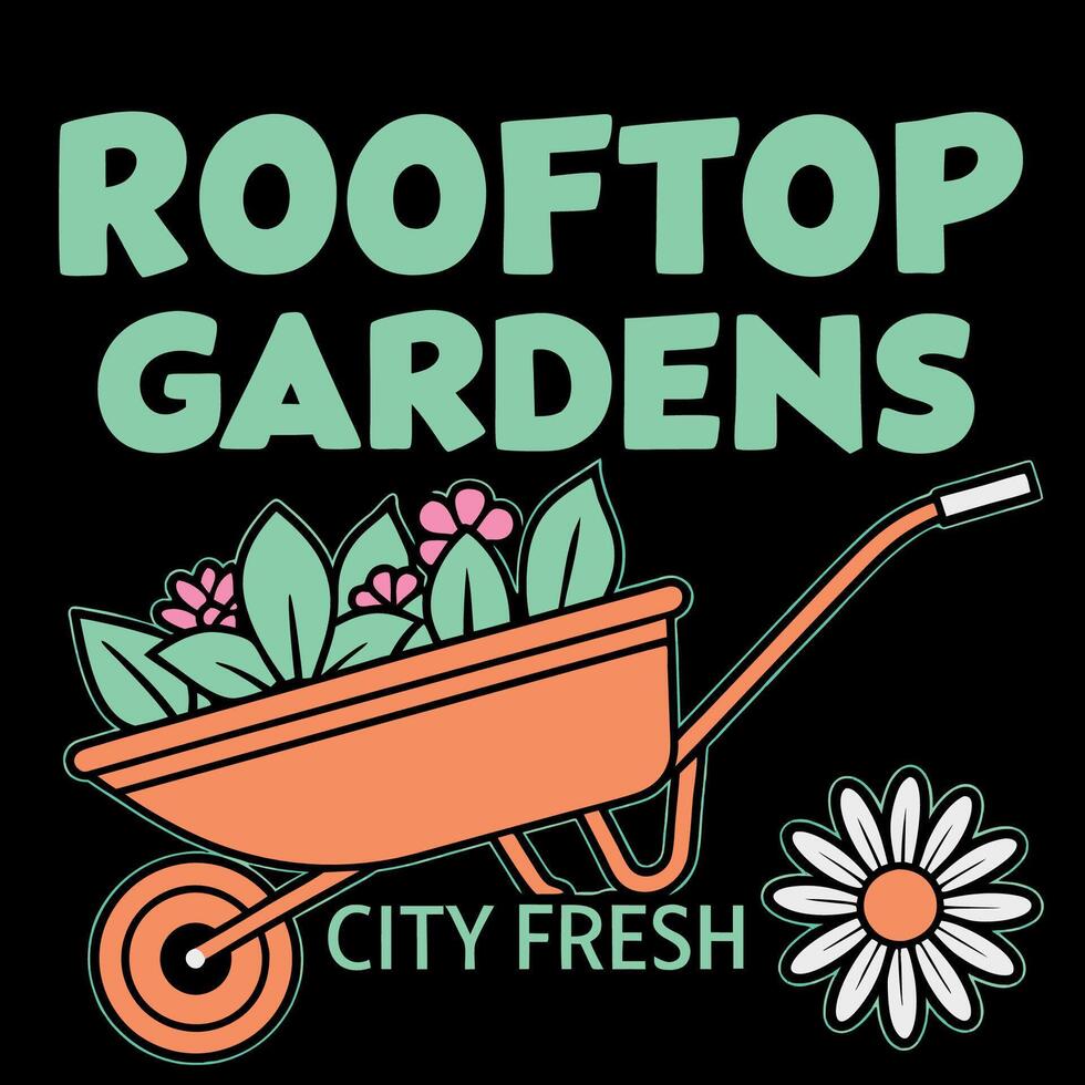 Blooming Wheelbarrow Cityscape Tee vector