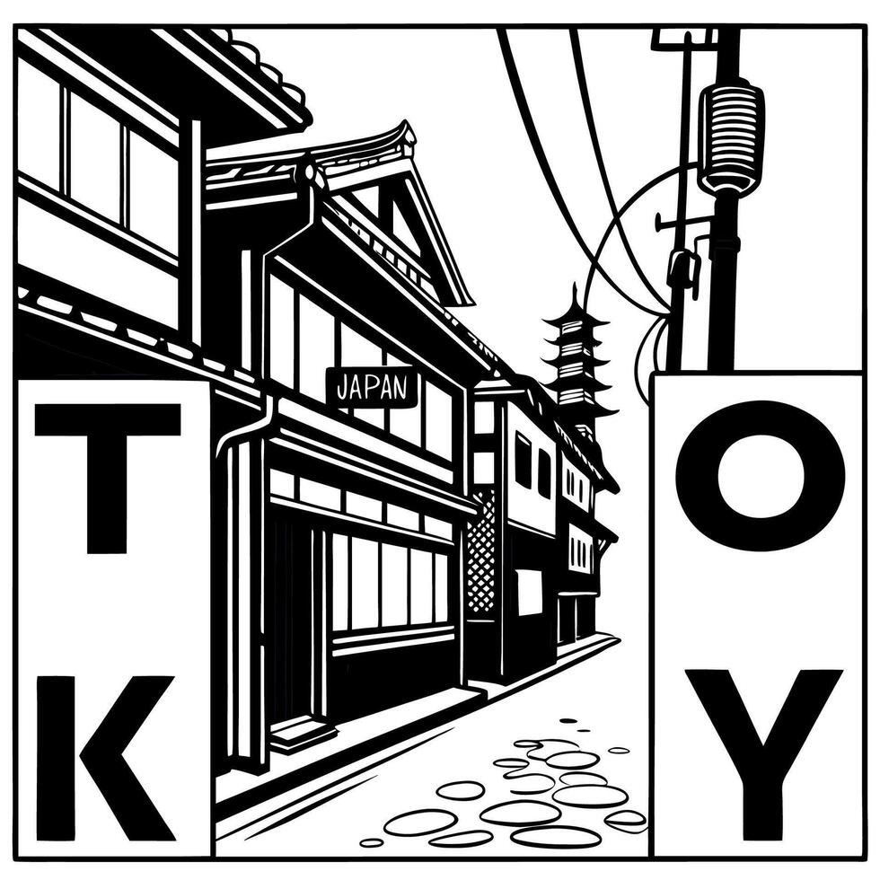 Tokyo Skyline Graphic Tee T-Shirt Design vector